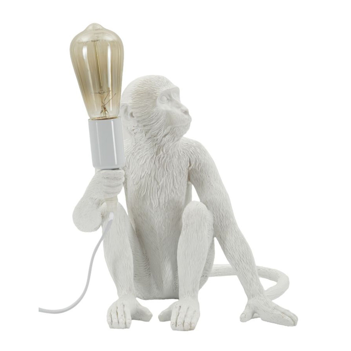 Lampada Tavolo Monkey Seduta Bianca in Poliresina 32x33x32cm