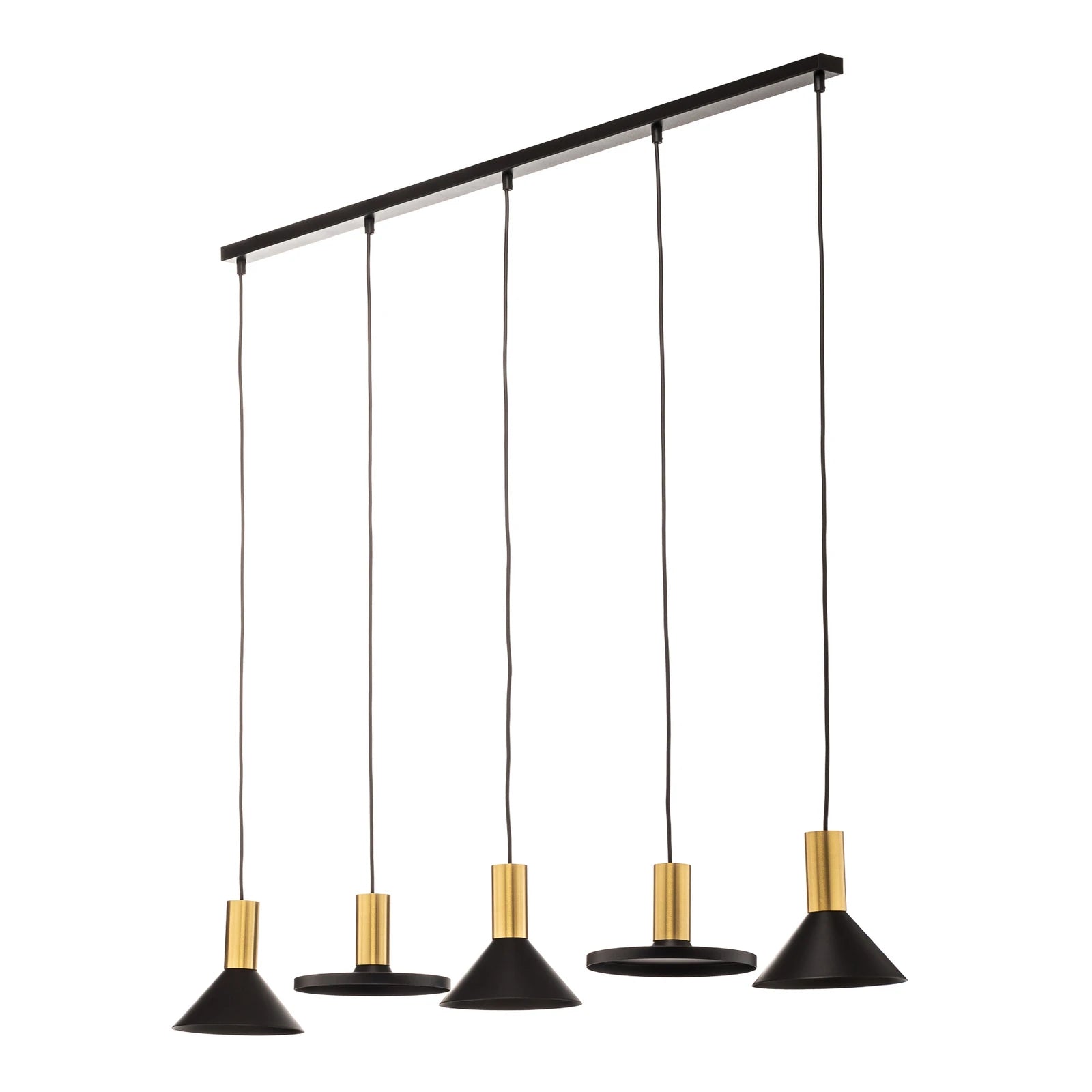 Lampada a Sospensione Lineare Hermanos 5 luci Nero Ottone
