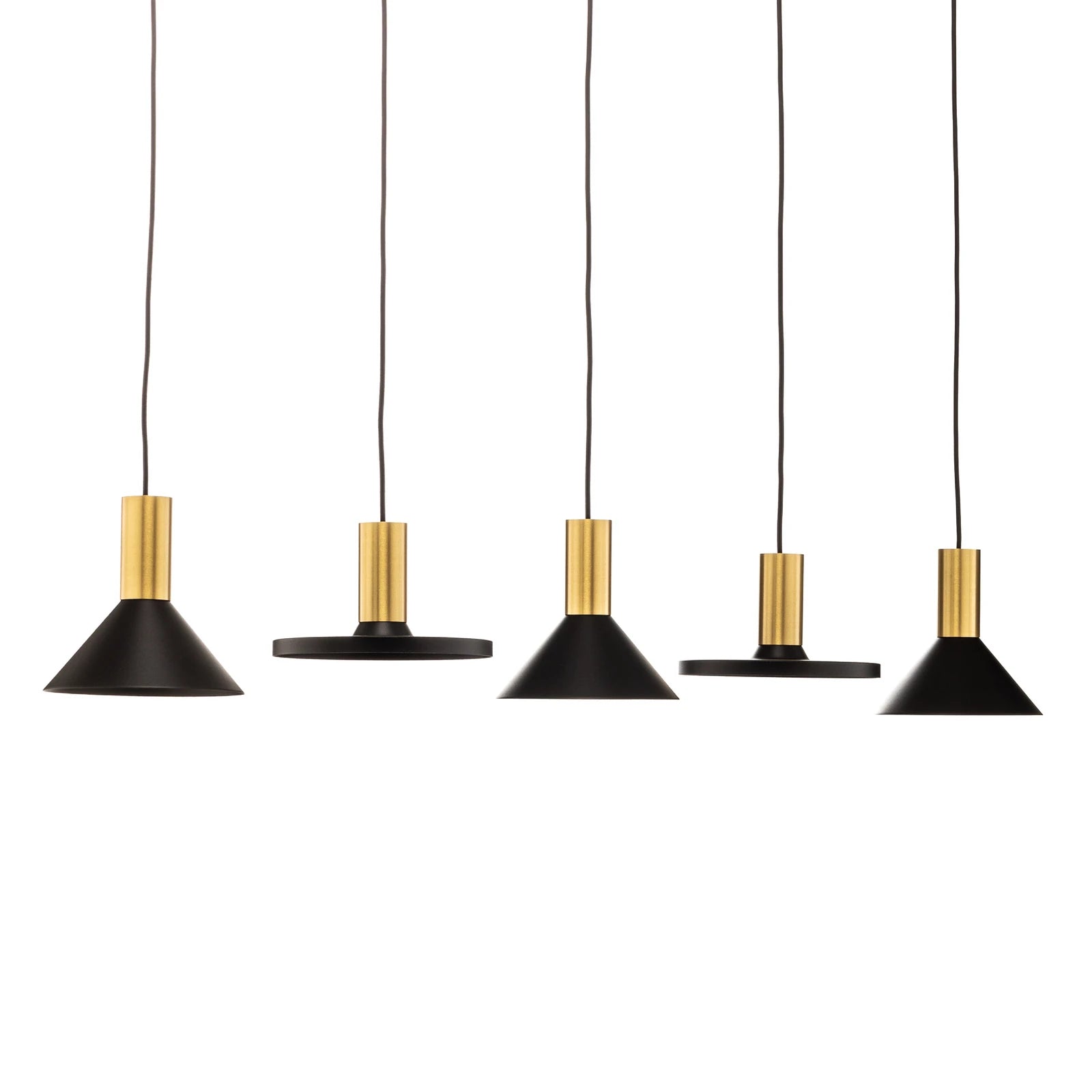 Lampada a Sospensione Lineare Hermanos 5 luci Nero Ottone