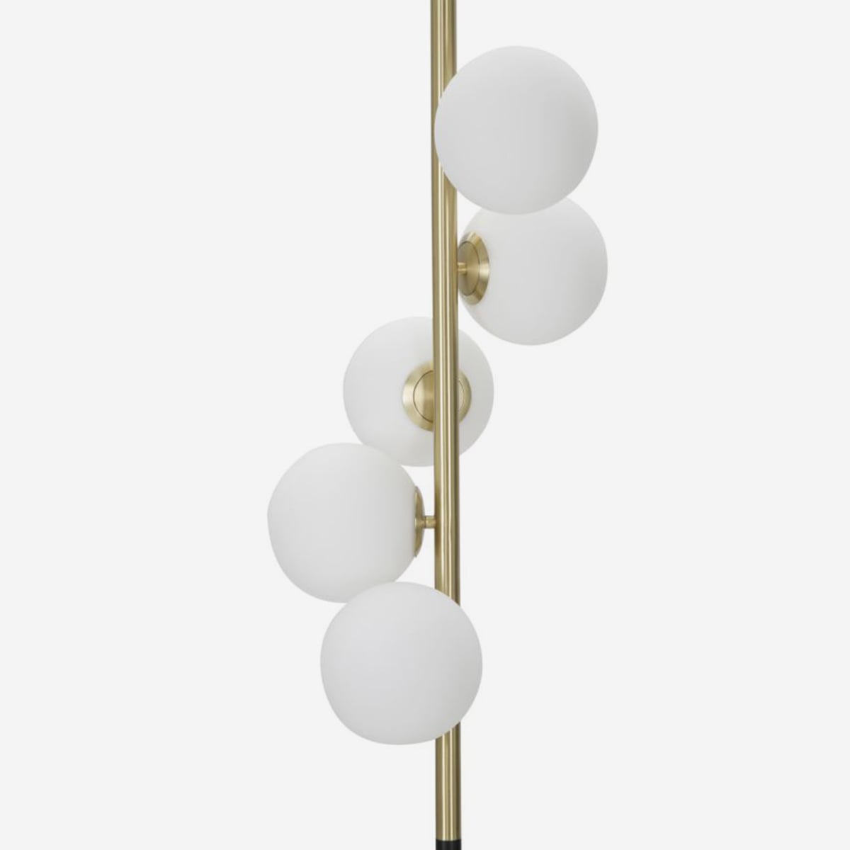 Lampada da Terra Glamy Dark Ø30x160 cm Nero e Oro con 5 Sfere in Vetro