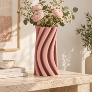 Vaso Design in Ceramica 3D Haylee Color Terracotta Stile Moderno