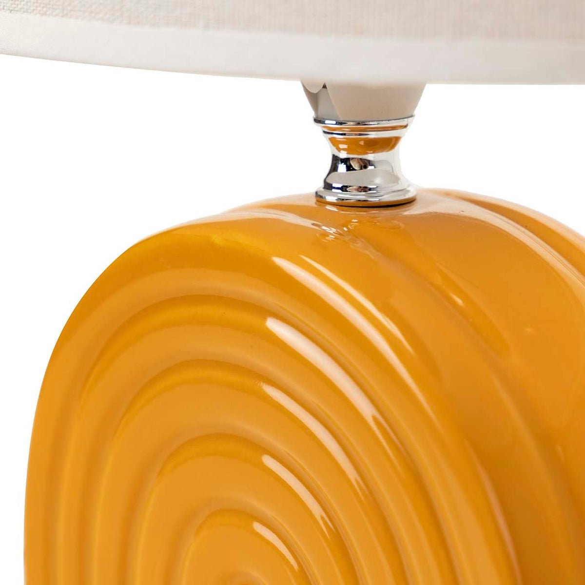 Lampada da Tavolo in Ceramica Arancio 30 cm con Paralume Bianco