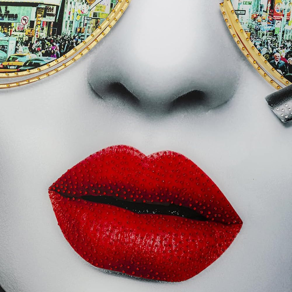 Quadro Decorativo Times Square View con Cornice Oro 50x50 cm