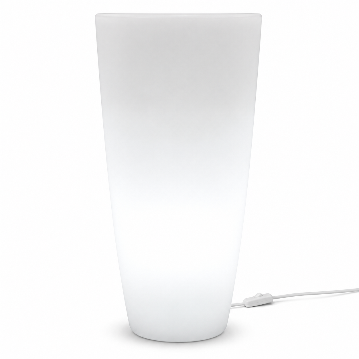 Vaso Tondo Light Stilo Round Bright in Resina con Luce Bianca D33 x H70 cm