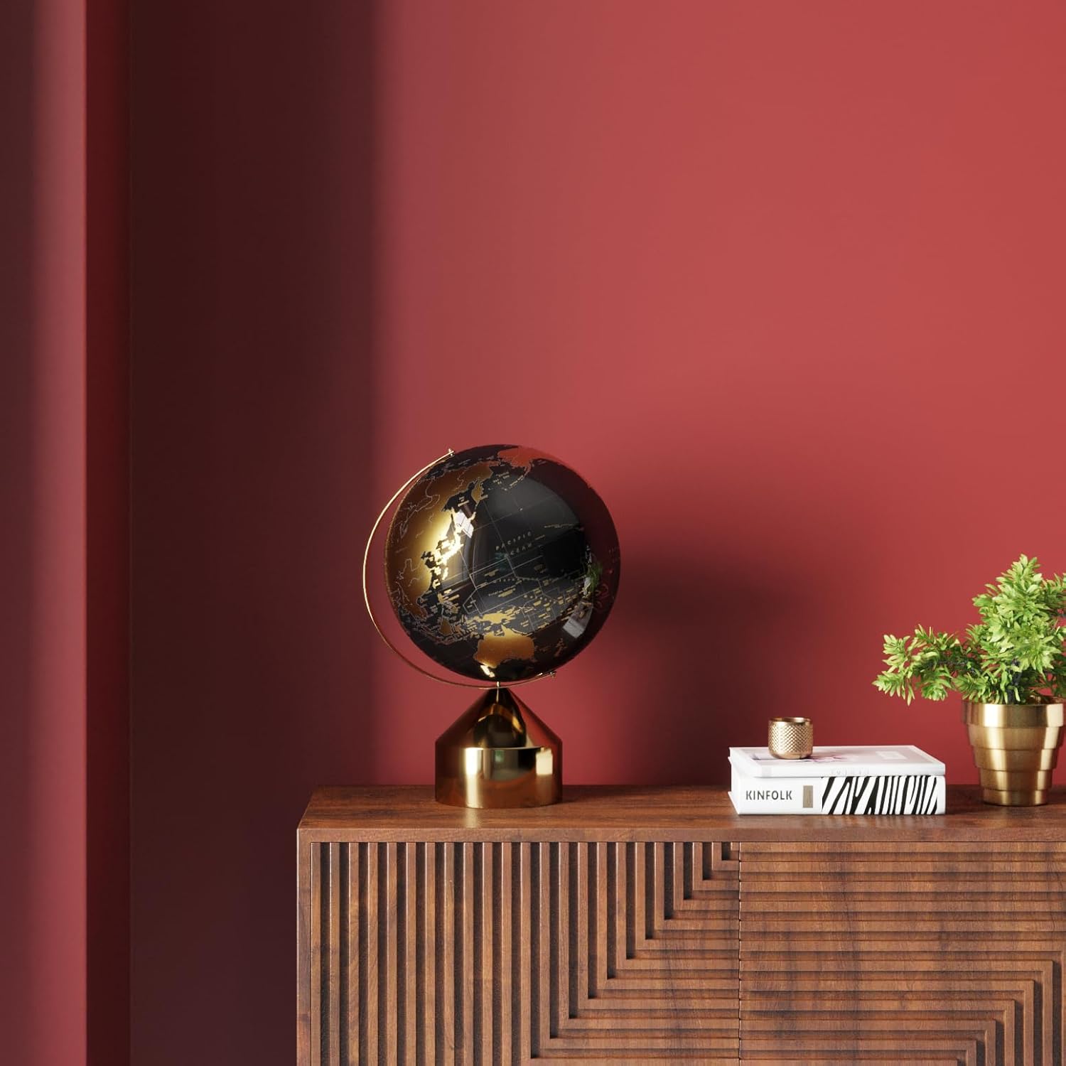 Oggetto decorativo Mappamondo Globe Top Nero e Oro con Base Elegante