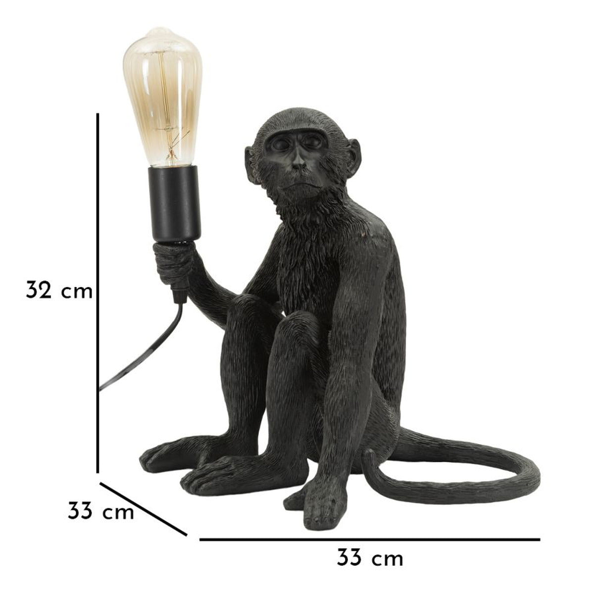 Lampada Tavolo Monkey Seduta Nero in Poliresina 32x33x32cm