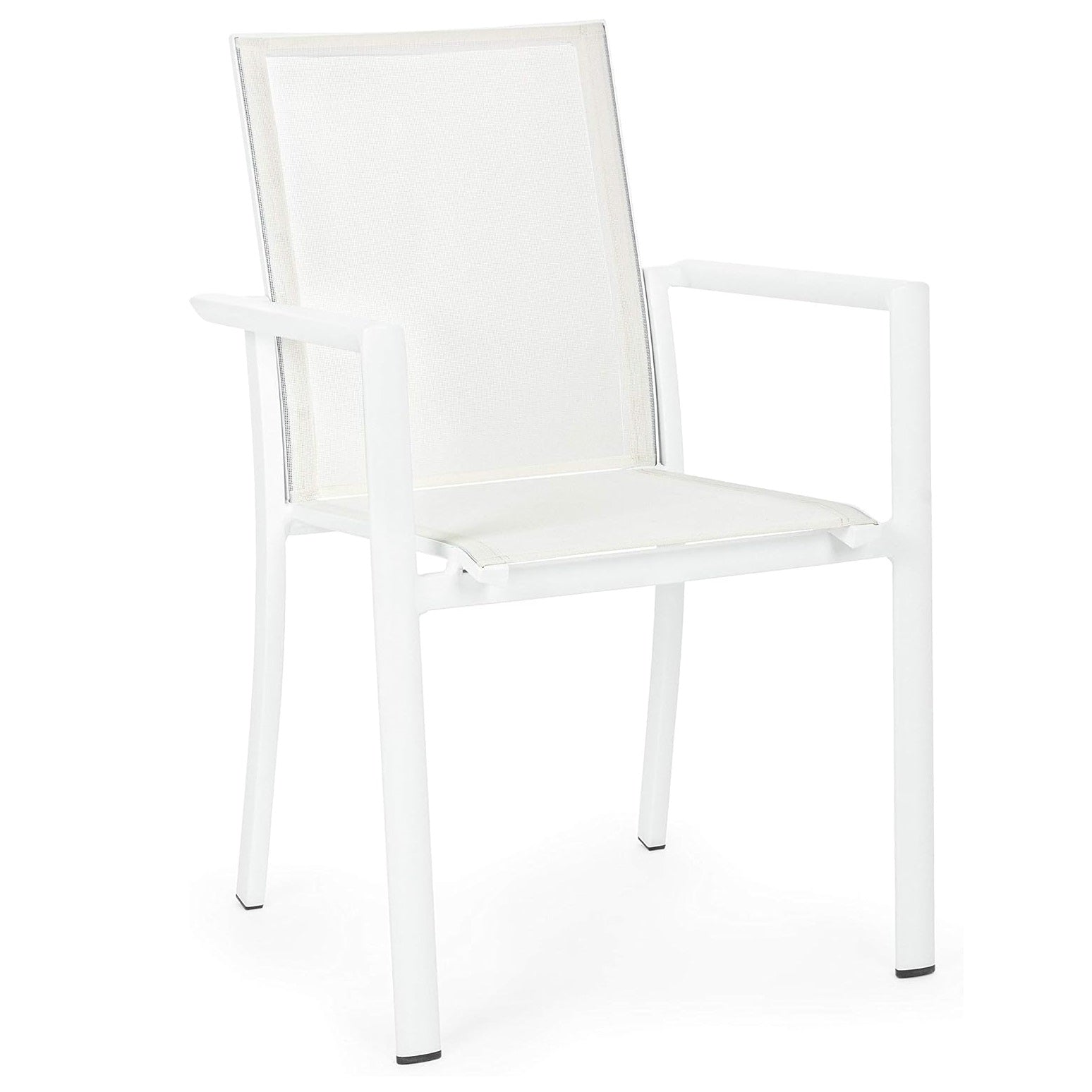 Sedia Konnor Bizzotto in Alluminio Bianco Impilabile con Textilene Outdoor