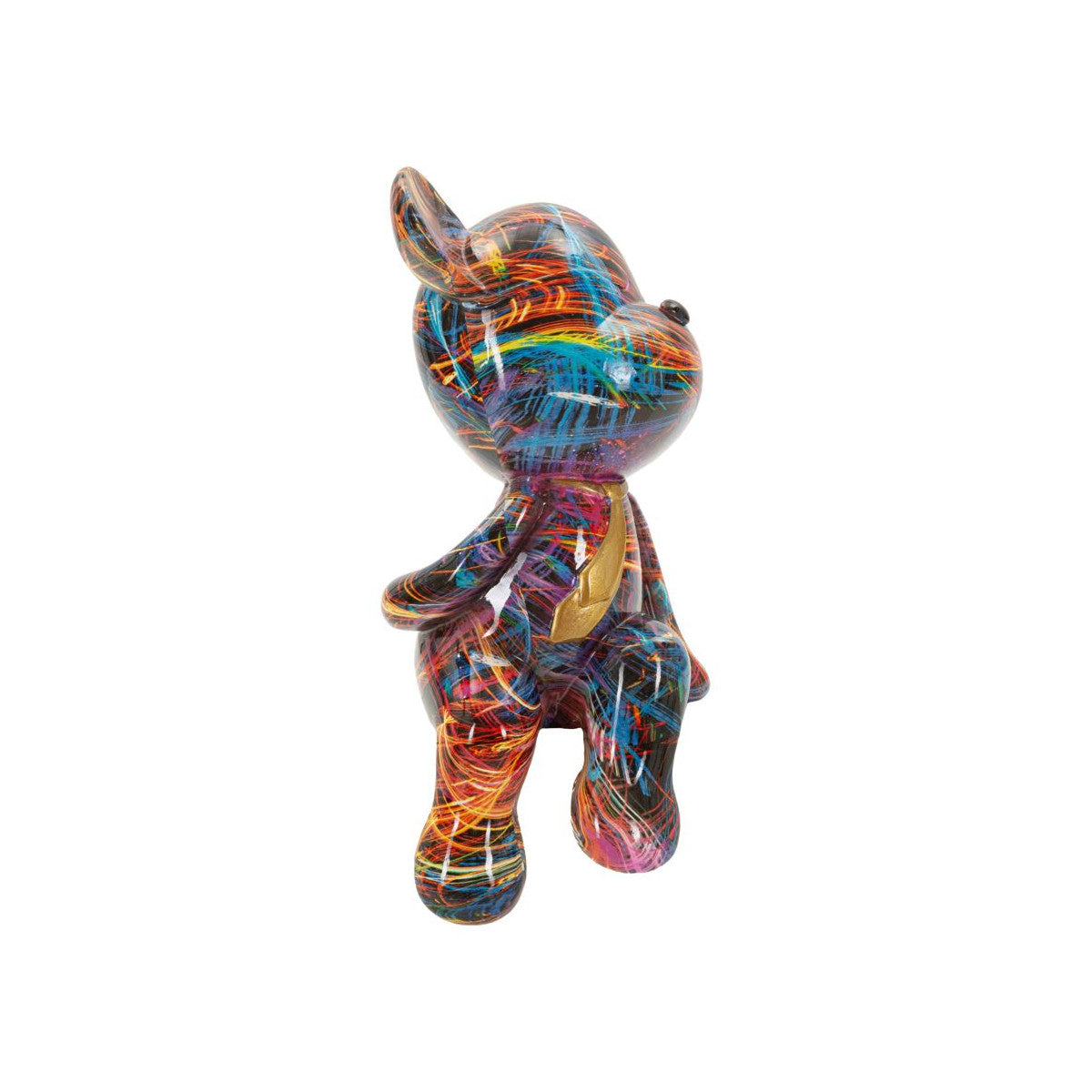 Scultura Orsetto Psyco Multicolore 23,5 cm in Resina 10,5x12x23,5cm