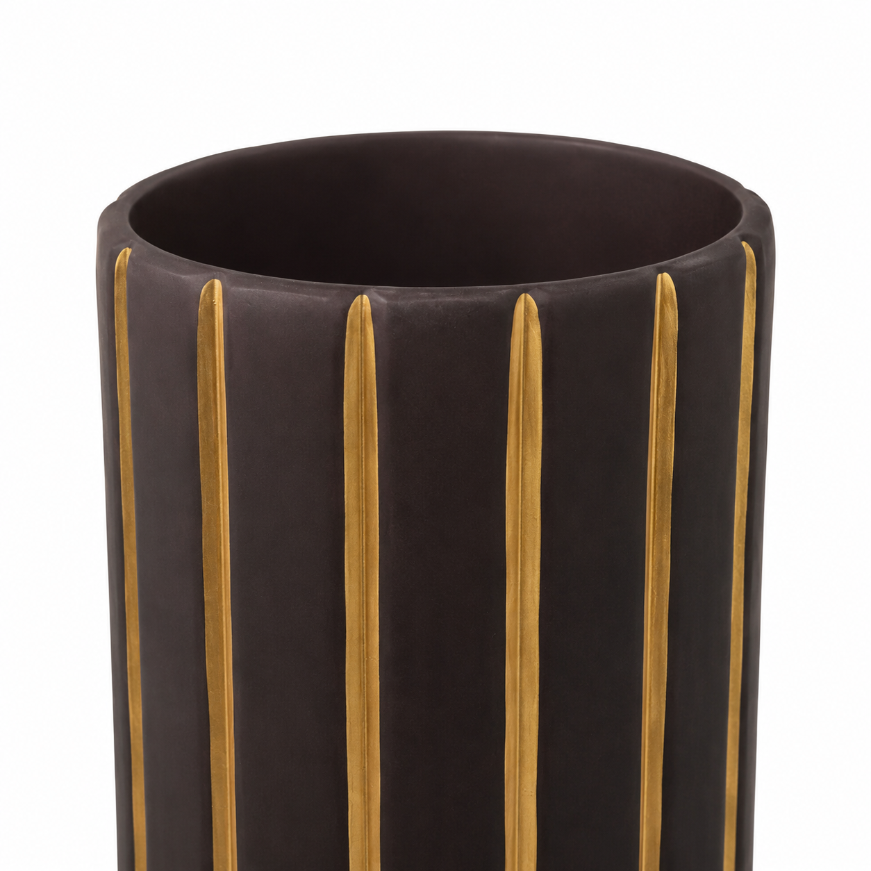 Vaso Decorativo Rosa Prugna con Dettagli Oro H 20 cm Ø 12 c