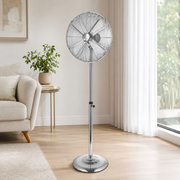 Ventilatore da Terra Cromato 45 cm 60W in Metallo 3 Velocità