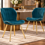 Set 2 Sedie Paris Space Ottanio e Oro 46x58x77 cm in Velluto Sintetico