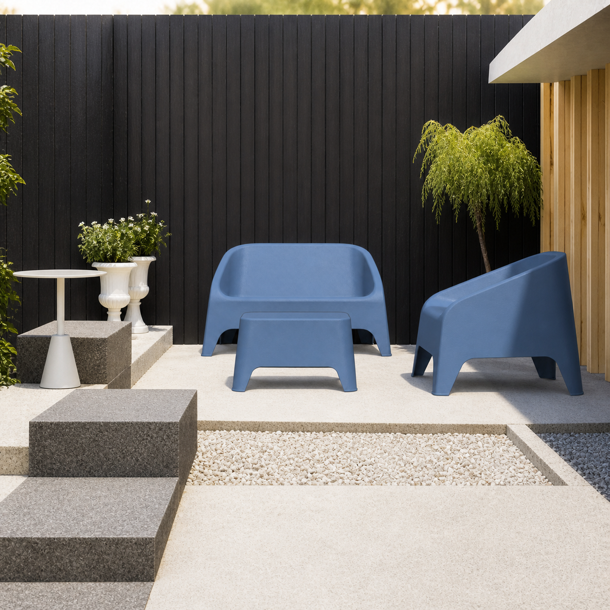 Set Salotto da Giardino Matera 4 Pezzi Azzurro
