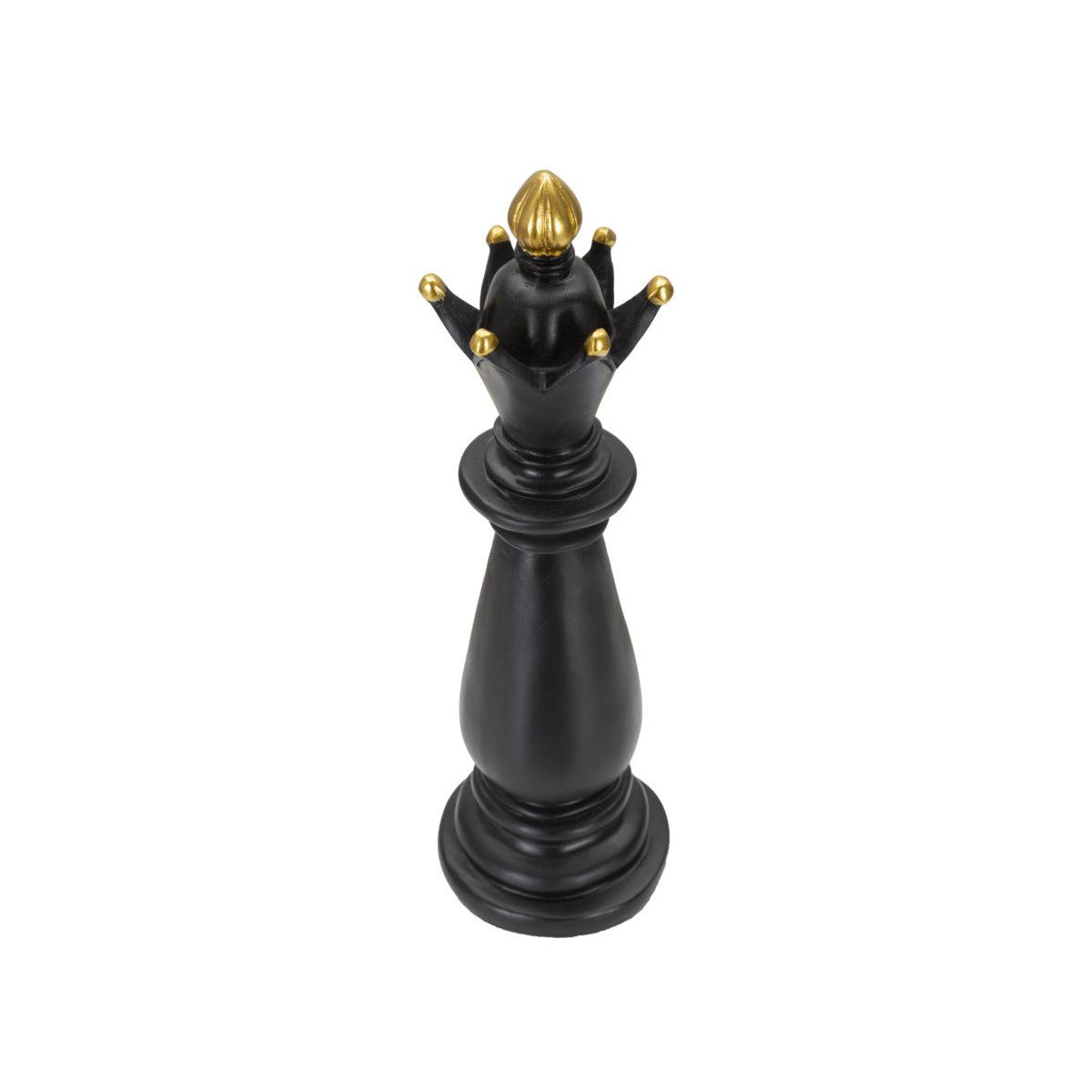 Statuetta Decorativa Alfiere Scacchi Nero e Oro Ø12,5 x H38,5 cm