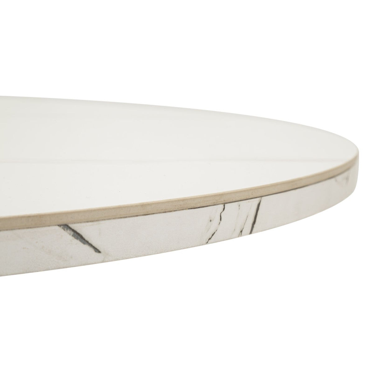 Tavolo da Pranzo Allungabile Martin Ø100-140x78 cm Ceramica Effetto Marmo e Metallo Nero