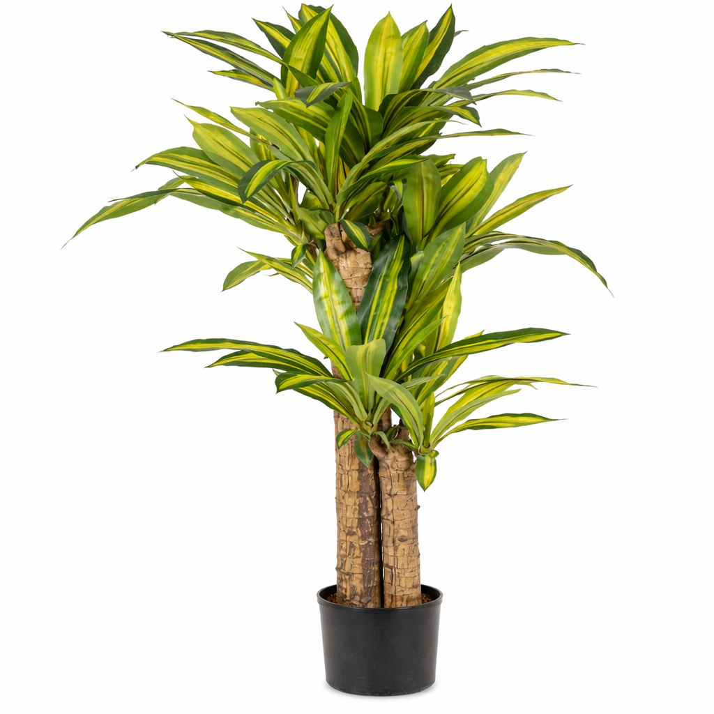 Pianta Dracaena Artificiale 130 cm con Vaso 43 Foglie Decorativo da Interno