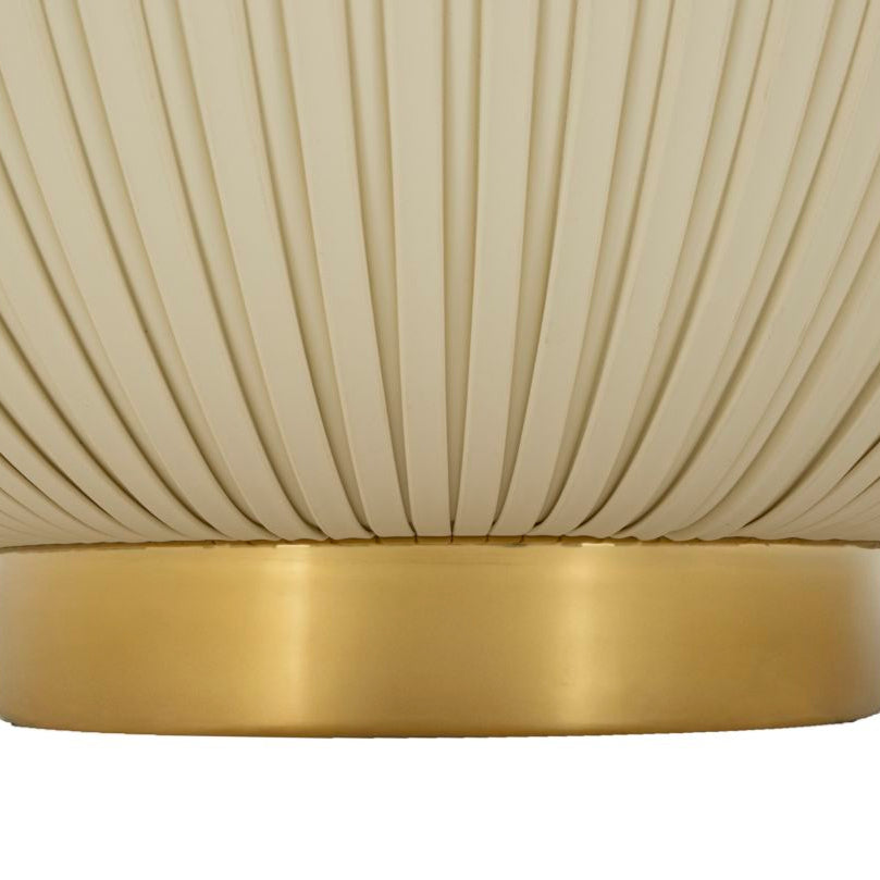 Tavolino da Caffè Elge Ø71x38 cm Crema e Oro Piano Effetto Marmo