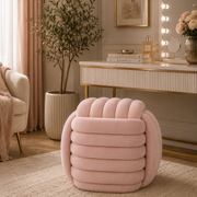 Pouf Annodato in Velluto Rosa 45 x 45 cm Seduta Decorativa Morbida