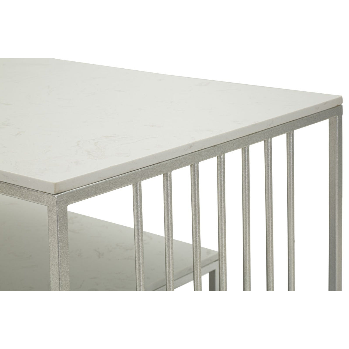 Tavolo da Caffè Kayseri 90x60x45 cm Silver con Doppio Piano Effetto Marmo