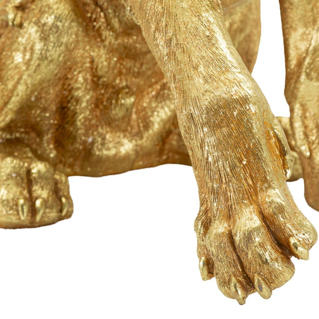 Statua Leone Shant Seduto Oro in Poliresina 55 cm Scultura Glam Maestosa