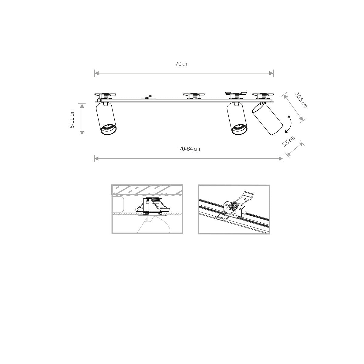 Plafoniera da Incasso Mono Surface 3xGU10 Bianca