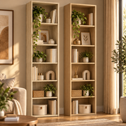 Libreria Slim Ready 4 Ripiani 40x29 cm – H132/H172 cm Rovere Nordik e Sonoma