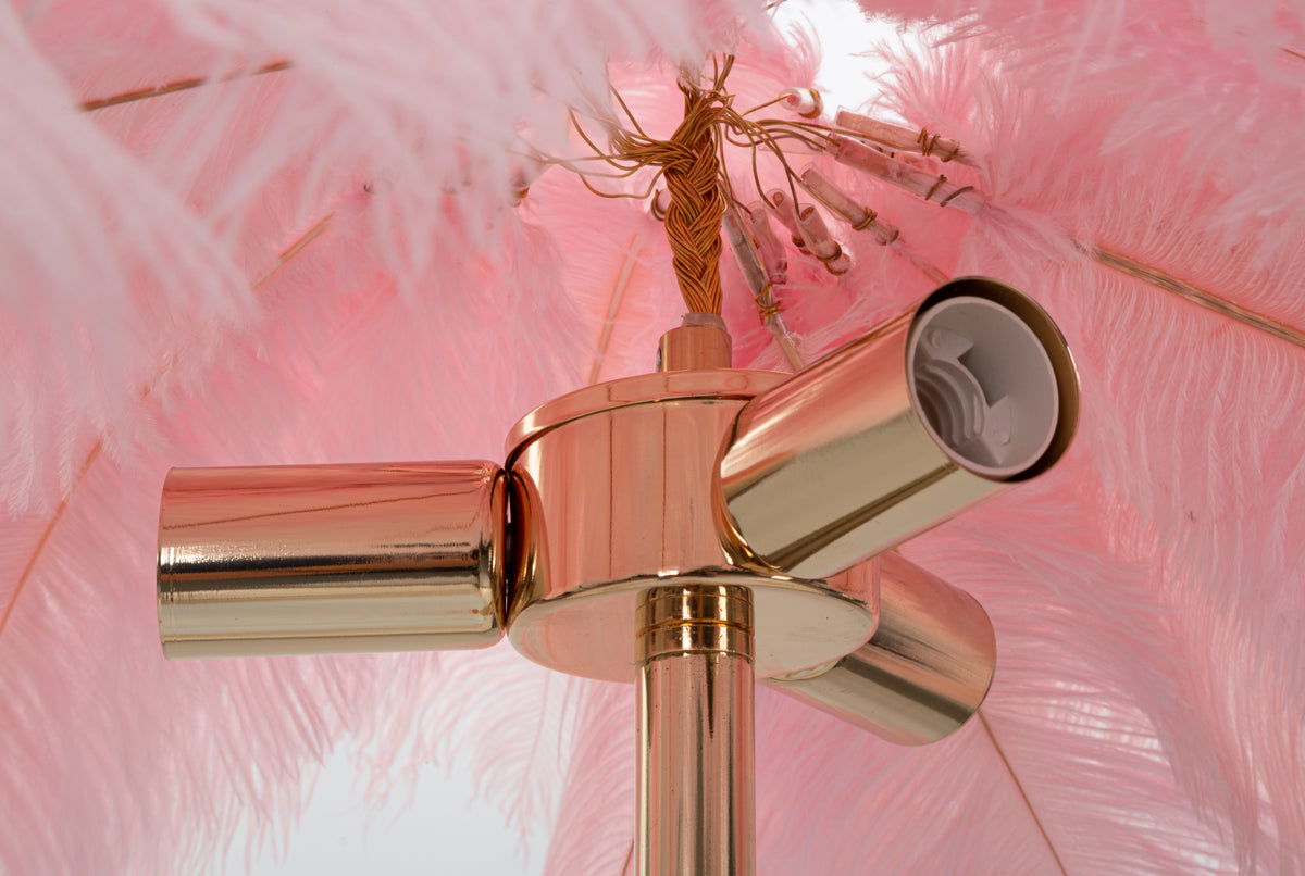 Lampada da Terra Palm L con Paralume in Piume Ø55 x H160 cm