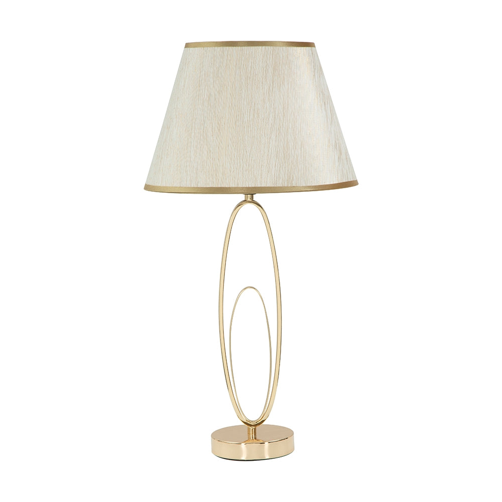 Lampada da Tavolo Glam Flush Ø30x58 cm Dorata con Paralume Beige