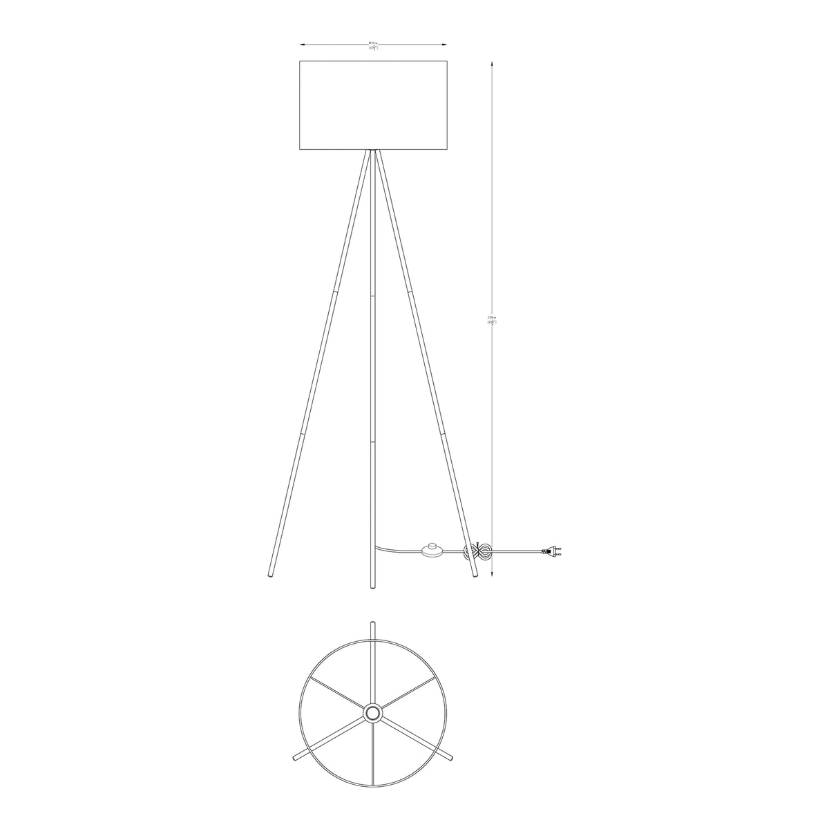 Lampada da Terra Cara Nero e Oro H159 cm Piantana Treppiede E27