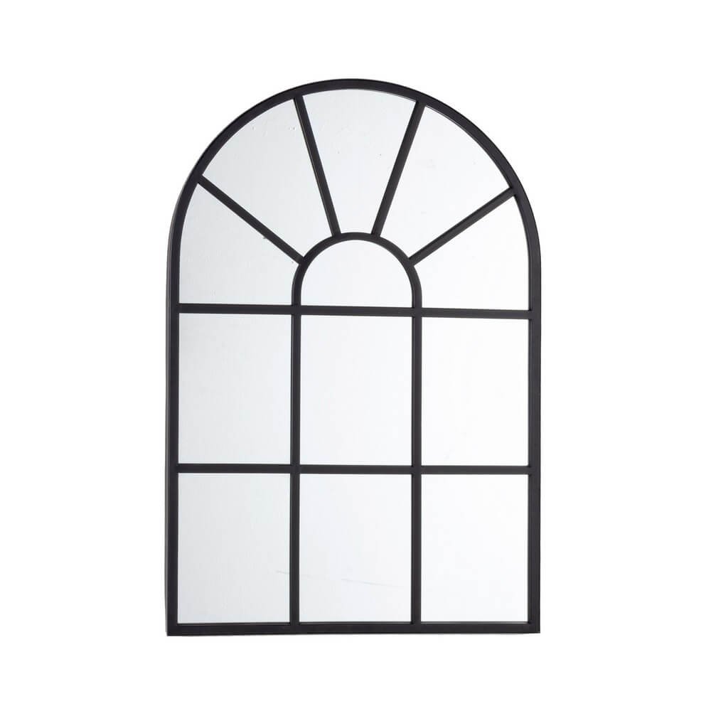 Specchio da Parete Industriale 58x86 cm con Cornice Nera in Acciaio