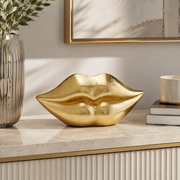 Salvadanaio Labbra Oro 13 cm Decorazione Glamour di Design