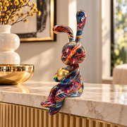 Coniglietto Psyco A 8x10x23 cm Scultura Decorativa Multicolore in Poliresina