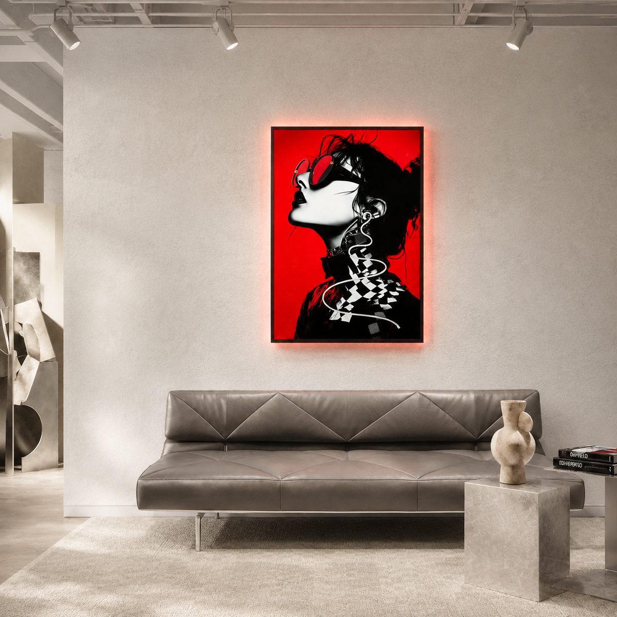 Quadro LED Moden Psyco B 60 x 90 cm con Applicazione 3D su Tela