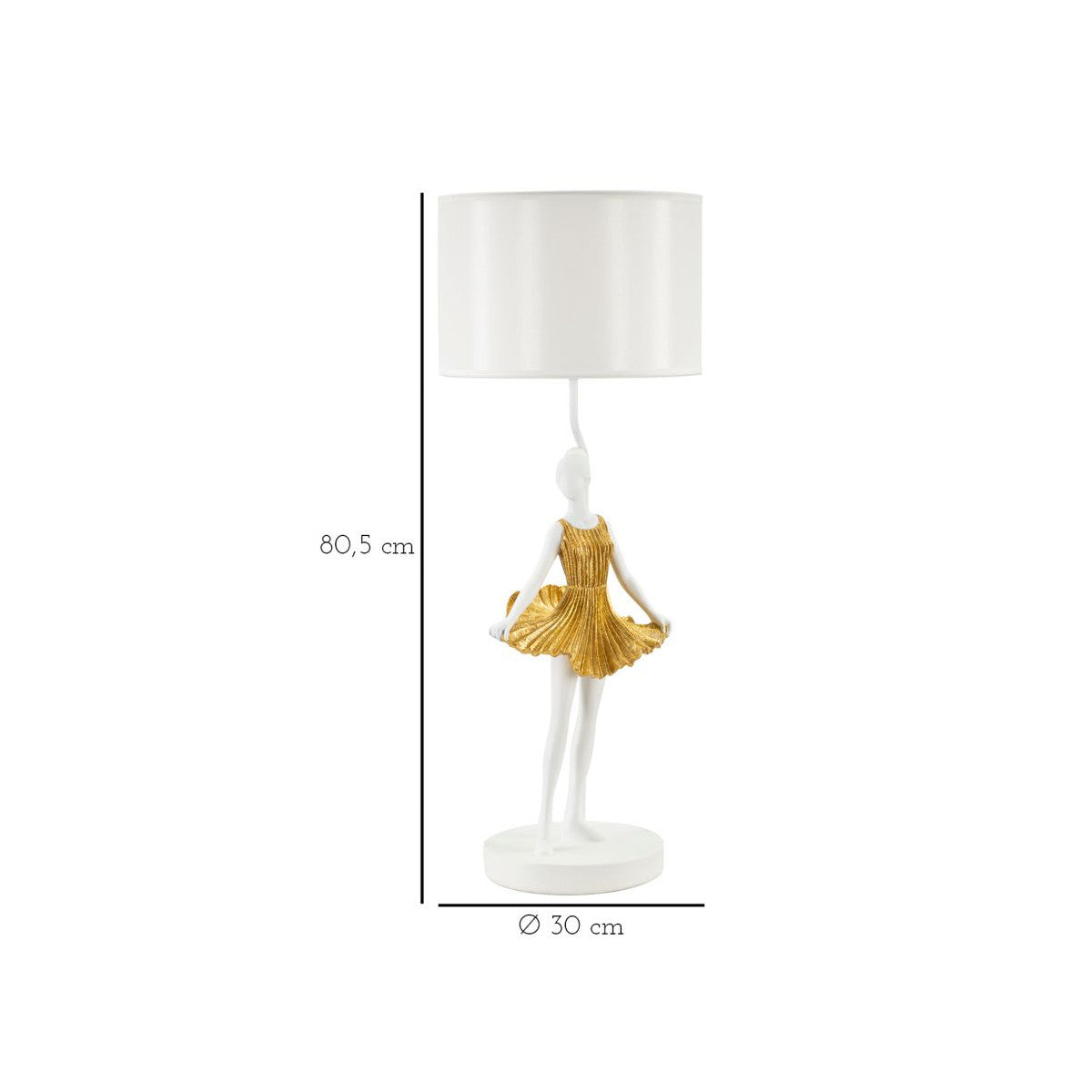 Lampada da Tavolo Ballerina Ø32x90,5 cm con Base Scultorea Dorata