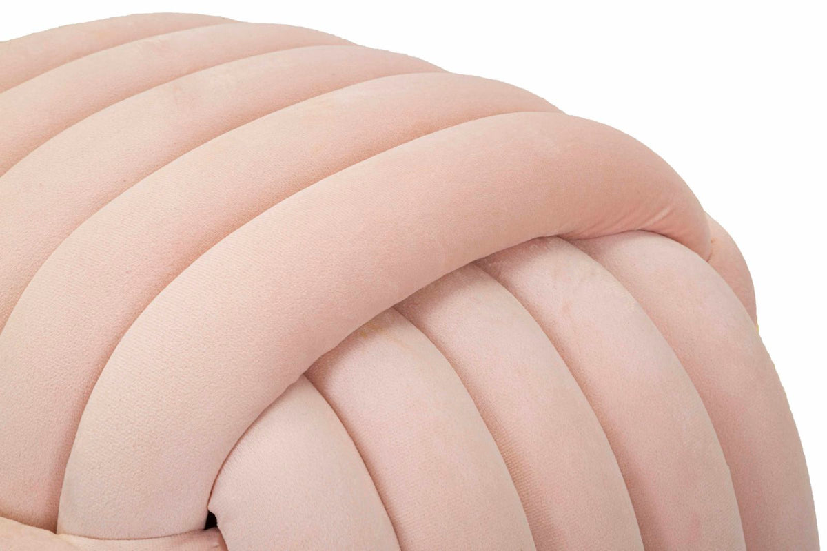 Pouf Annodato in Velluto Rosa 45 x 45 cm Seduta Decorativa Morbida