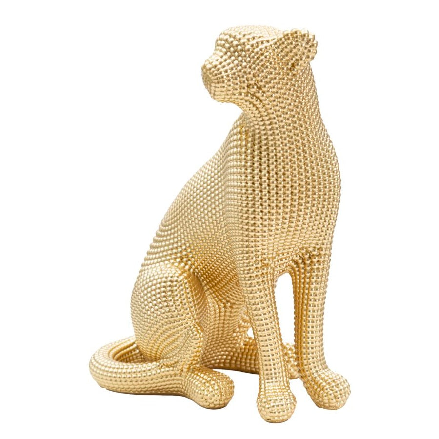 Statua Statuina Leopardo Gold Decorativa 23x15,5x29 cm in Resina Dorata