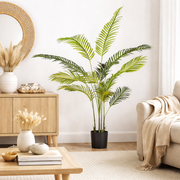 Pianta Artificiale Kenzia 120 cm con Vaso 14 Foglie Decorative