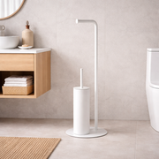 Piantana Bagno Portascopino e Portarotolo Taki in Acciaio Design Moderno
