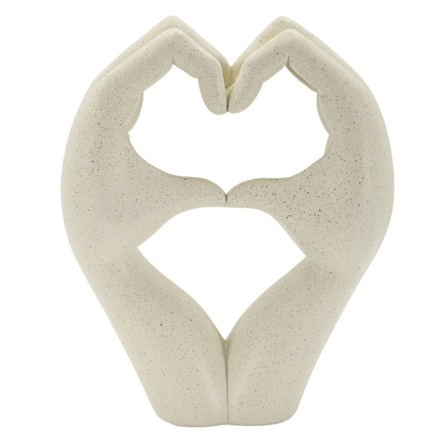Scultura Love Stons Beige  16,5x7x20cm in Poliresina Mani a Cuore