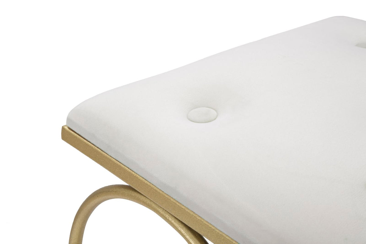 Sgabello Heart Crema 50x37,5x51,5 cm con Struttura Dorata