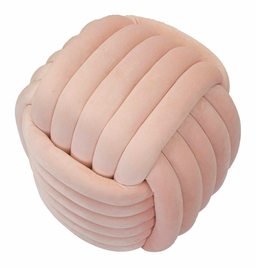 Pouf Annodato in Velluto Rosa 45 x 45 cm Seduta Decorativa Morbida