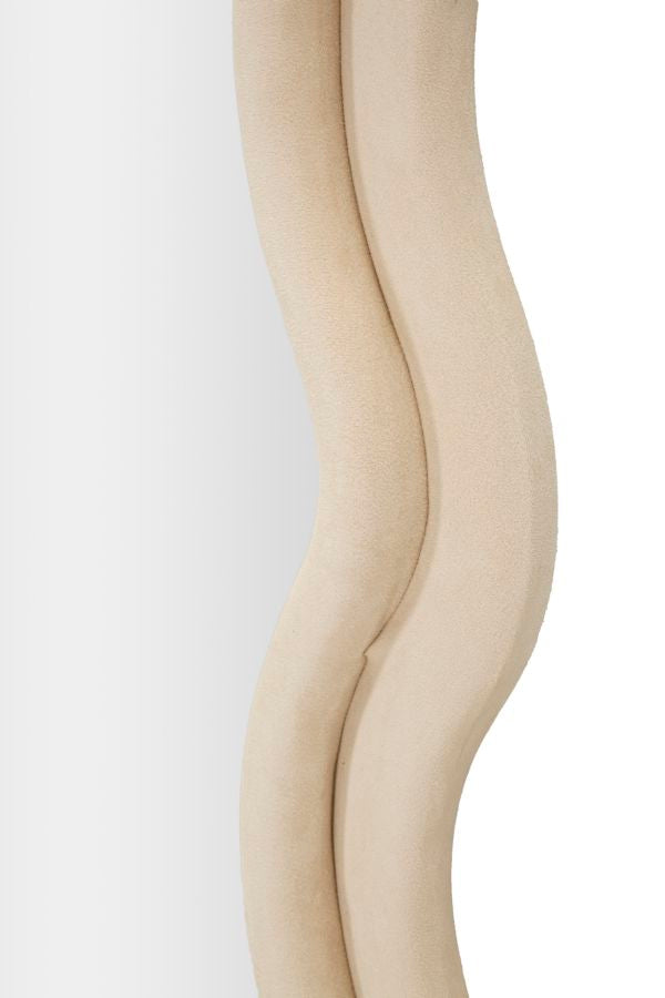 Specchio da Parete Emily in Velluto Crema 60x160 cm con Cornice Ondulata