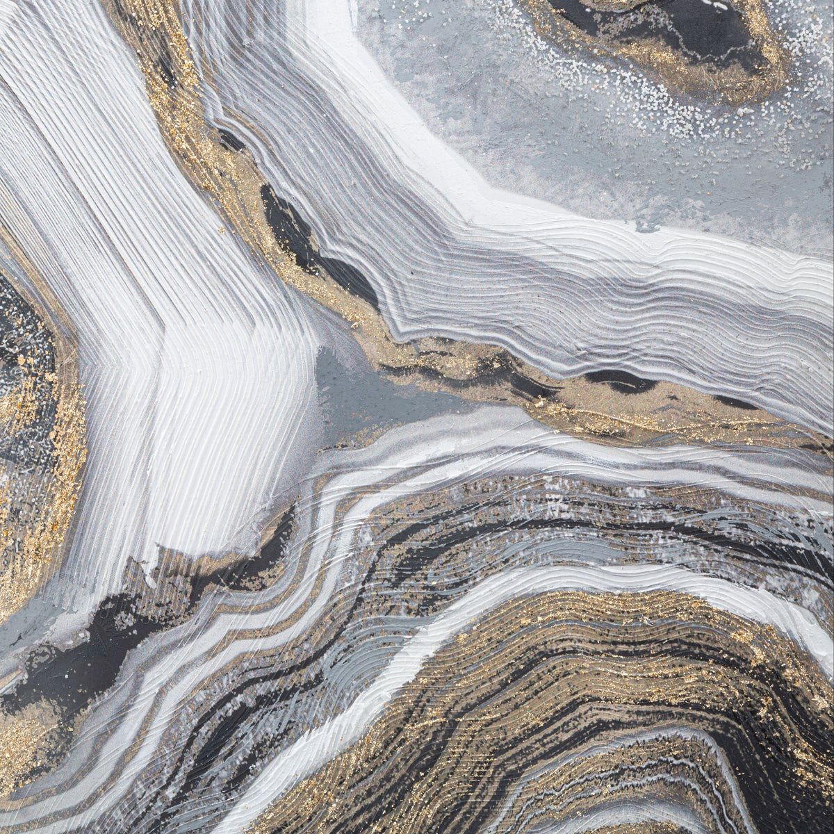 Dipinto Quadro su Tela Cave Astratto Grigio Oro 120 x 60 cm con Telaio in Legno