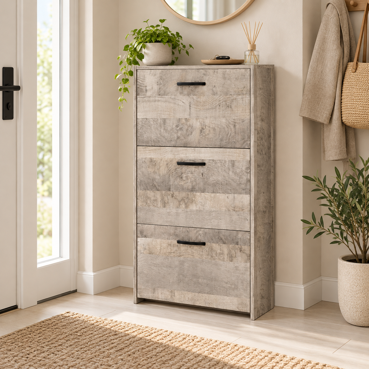 Scarpiera 3 Ante a Ribalta Doppia Profondità 58x25x105 cm – 3 Colori