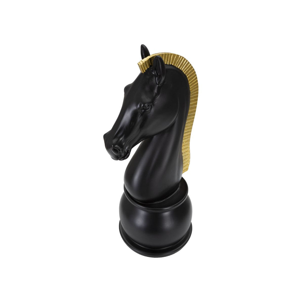 Statuetta Decorativa Cavallo Scacchi Oro e Nero Ø18,5 x H50 cm