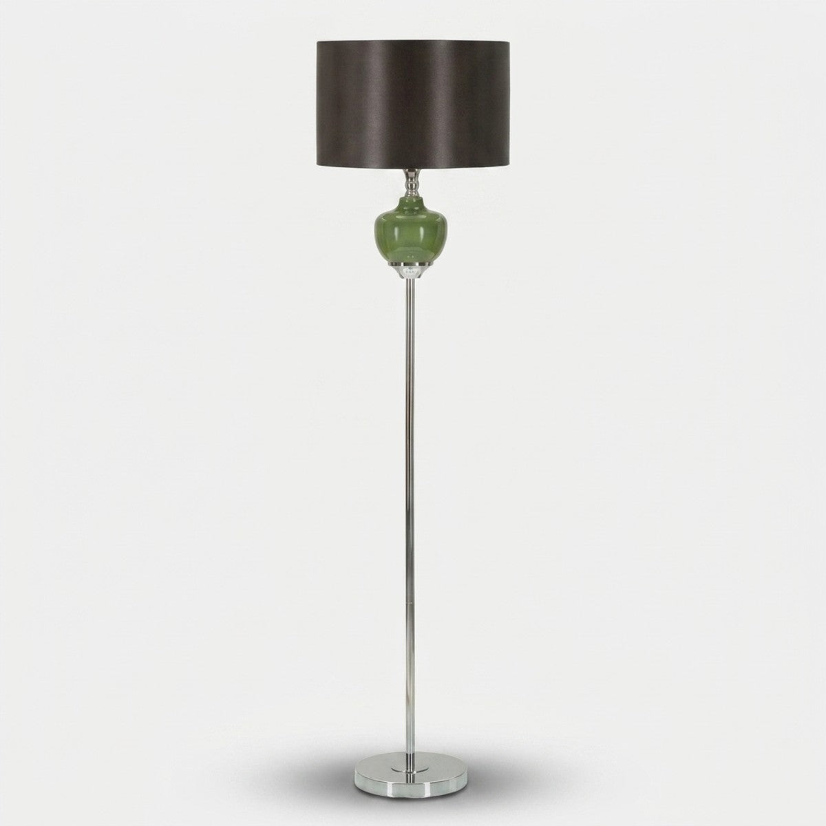 Lampada da Terra Eva One Ø40x160 cm con Base in Vetro Verde e Paralume Nero