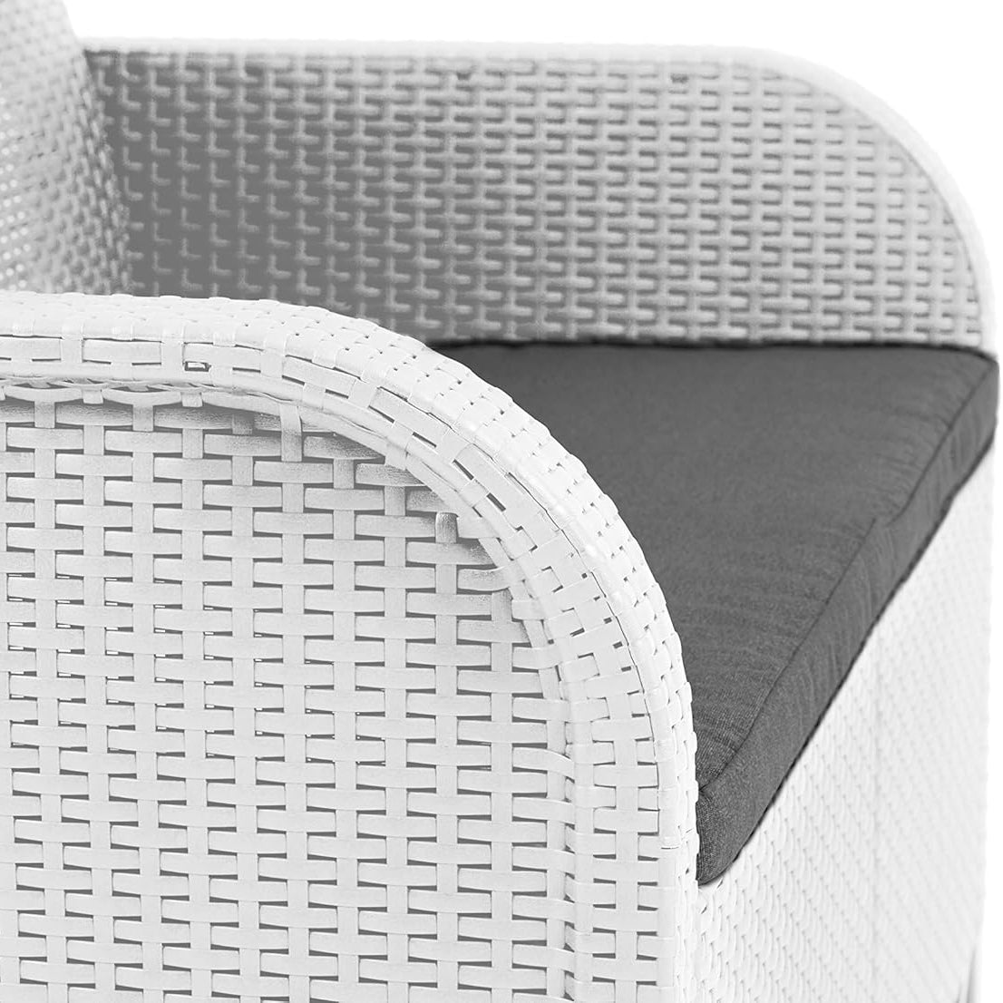 Salotto da Giardino Keter Rosalie Bianco Effetto Rattan con Cuscini