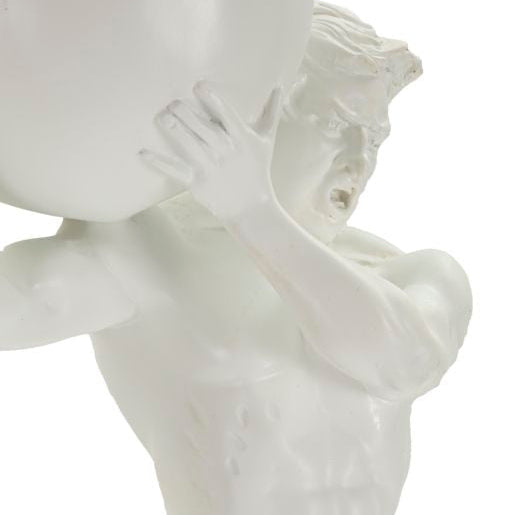 Statuetta Atlas Bianca 18x12,5x50 cm Scultura Uomo con Sfera in Poliresina