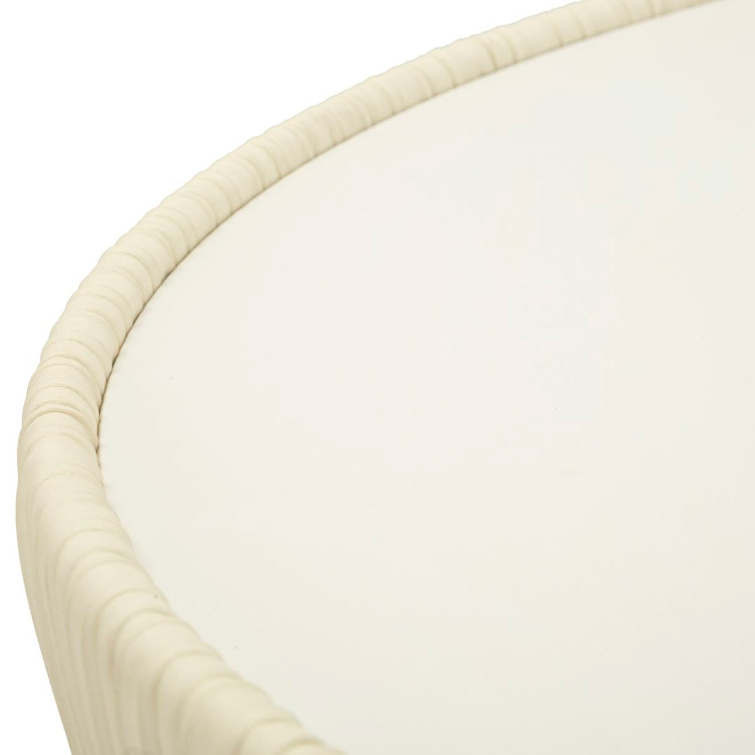 Tavolino da Caffè Elge Ø71x38 cm Crema e Oro Piano Effetto Marmo