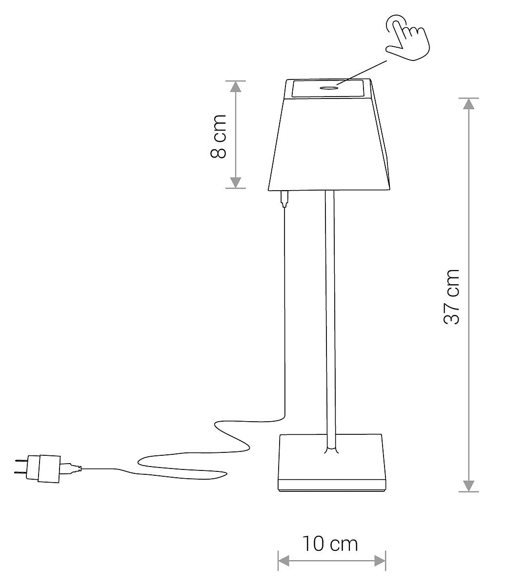 Lampada a Led da Tavolo Portatile Senza Fili Ricaricabile Colore Nero