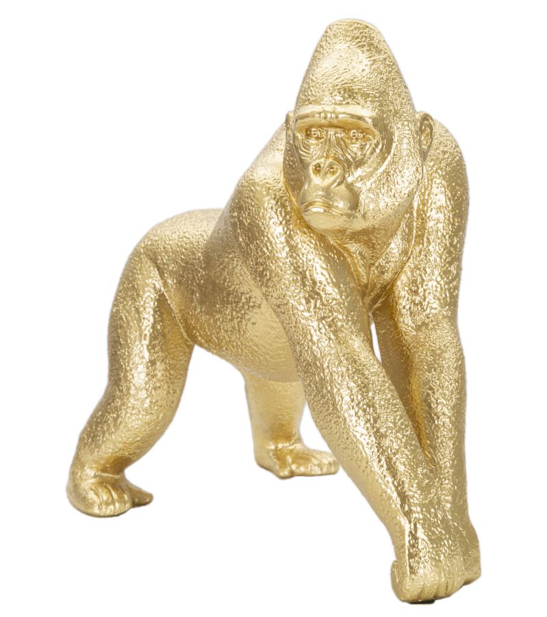 Statuetta Decorativa Gorilla Oro in Poliresina 24,3 x 13,9 x H22,8 cm